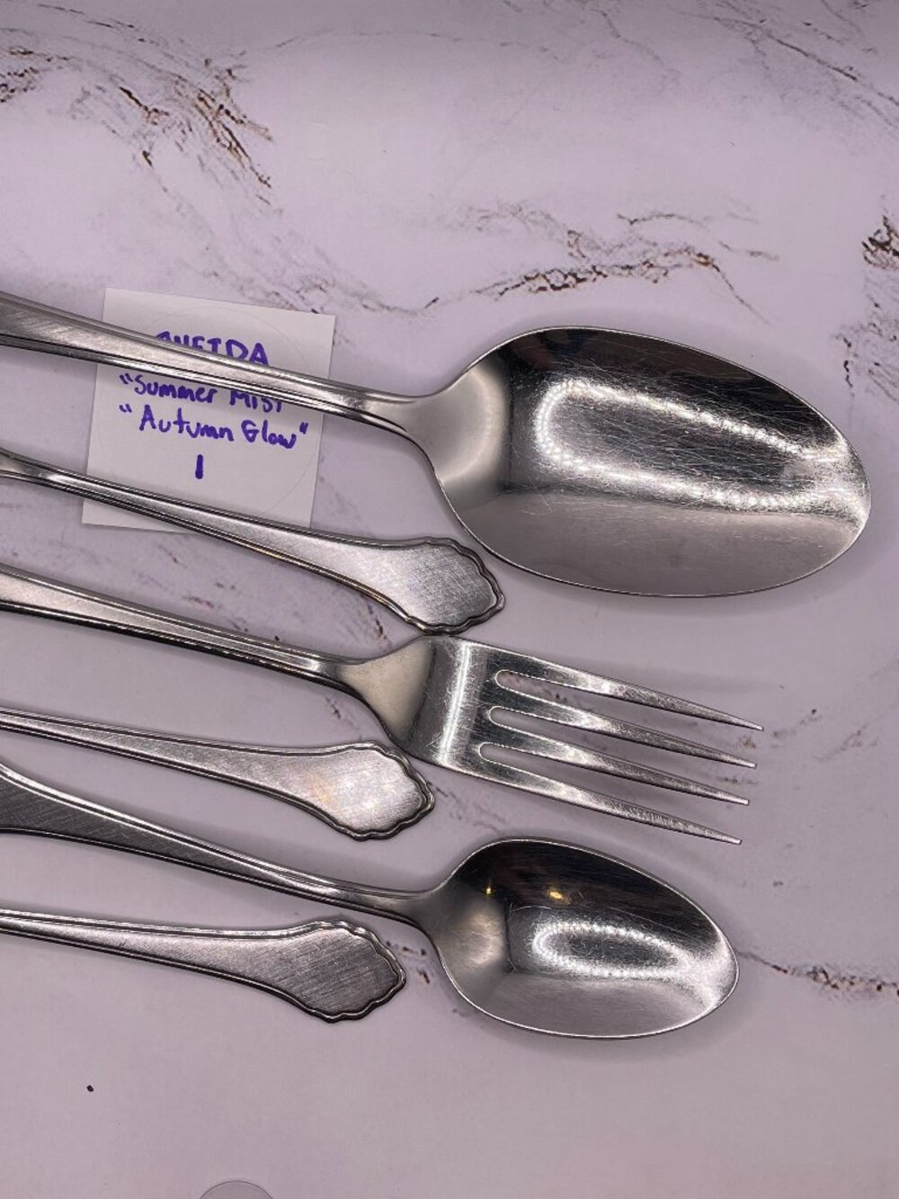 6pc Oneida Stainless Flatware Lot Summer Mist Autumn Glow Serving Spoon Forks